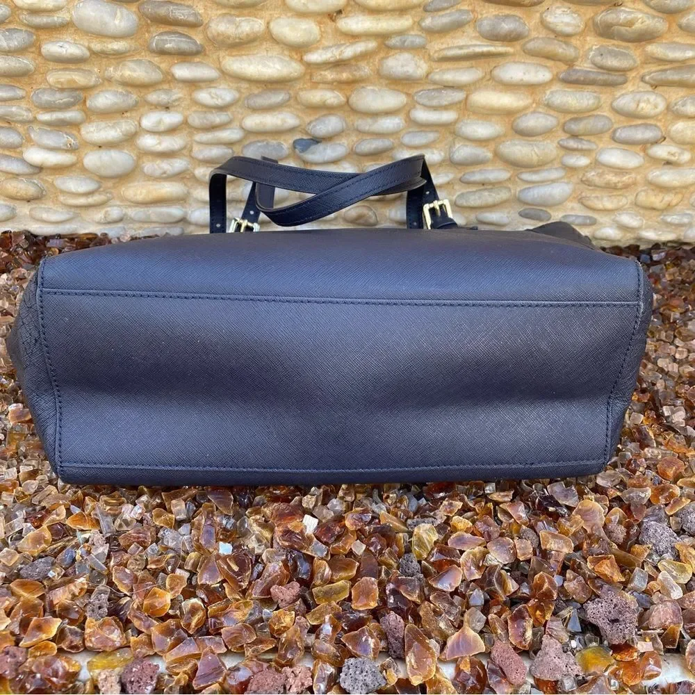 Tory Burch Navy Blue Saffiano Leather Tote Bag